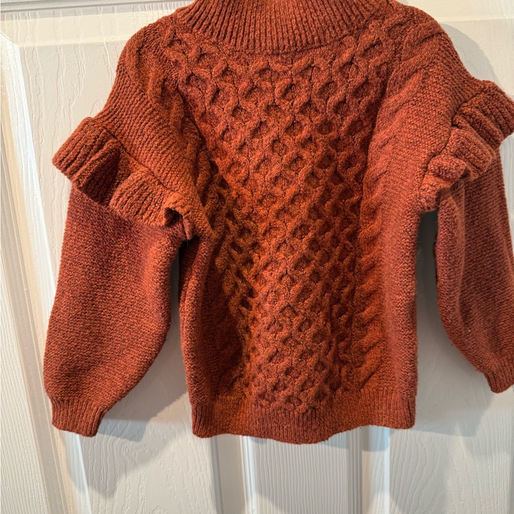 Old Navy Rust Cable Knit Ruffle Sweater - Picture 4 of 5